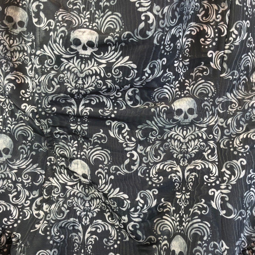 Trickz N Treatz Dolls Kill Gothic Damask Corset Dress Skull Bubble Hem Black 3X - Picture 2 of 9